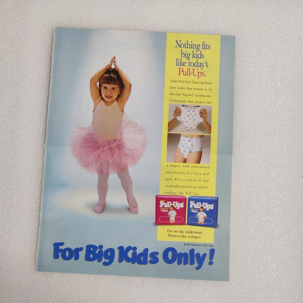 Vintage Print Ad Pull-Ups training pants little girl ballerina 8x10 1993